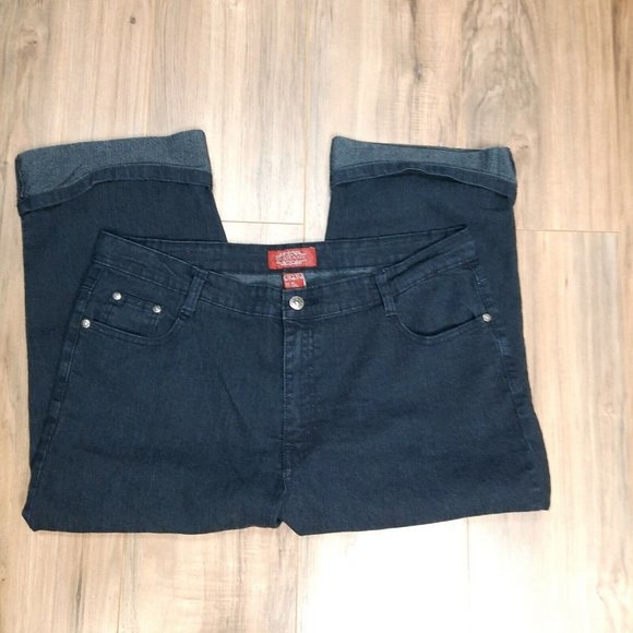COS Cropped Capri Dark Rinse Jeans Size 18W with Cuff & rear embellished pockets - Picture 1 of 7